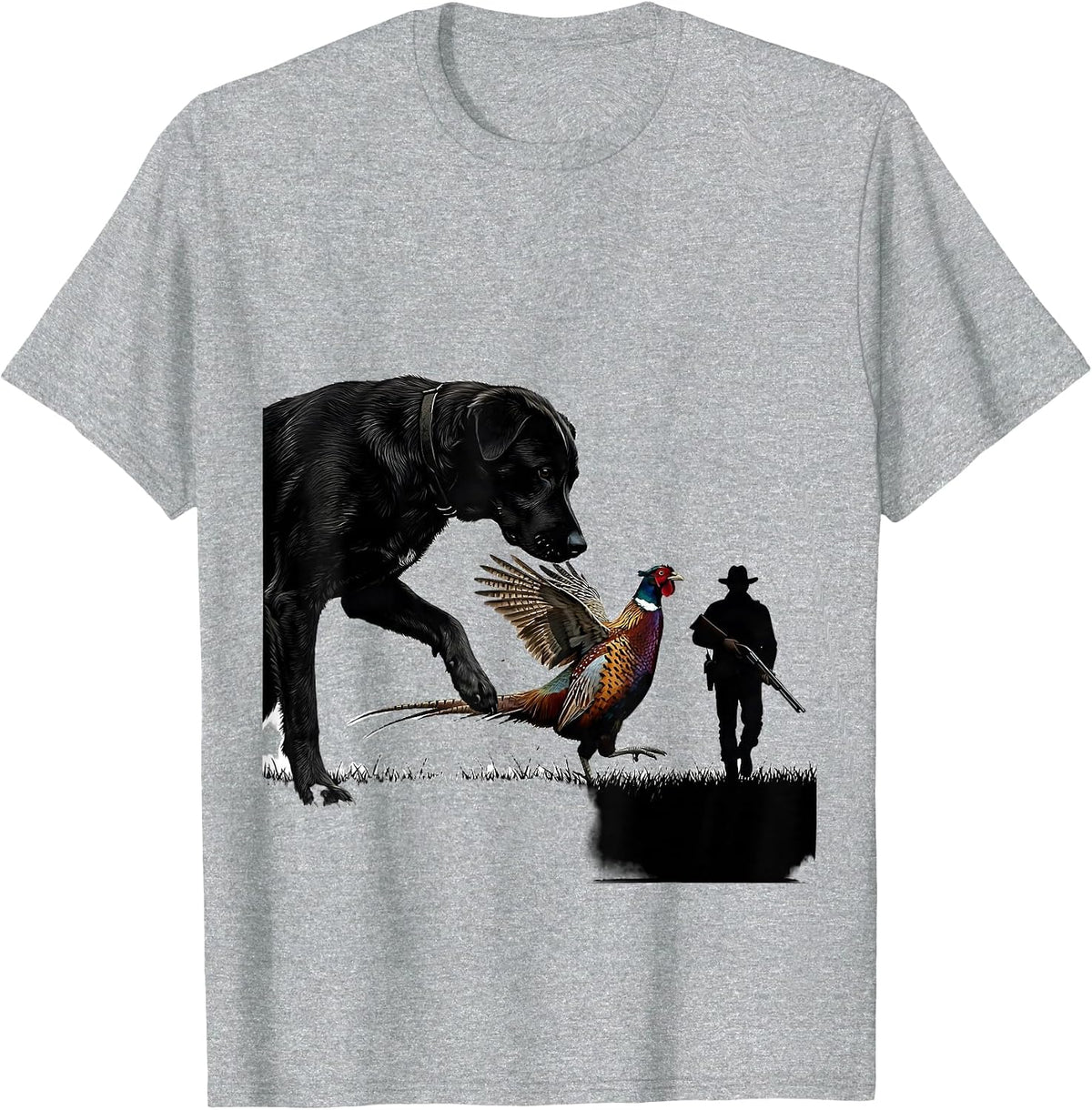 Men's Ringneck Pheasant Hunter Dog Vintage Upland Bird Hunting T-Shirt - Heather Grey