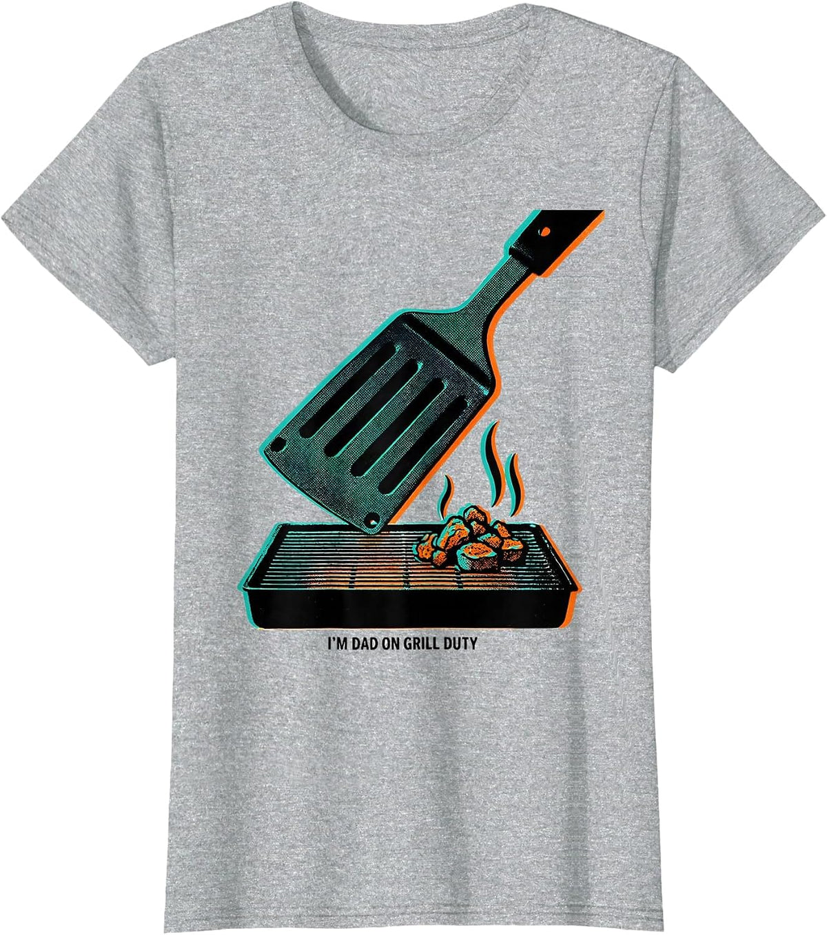 I'm Dad On Grill Duty Funny Dad Grill Gift Birthday Humor T-Shirt - Heather Grey