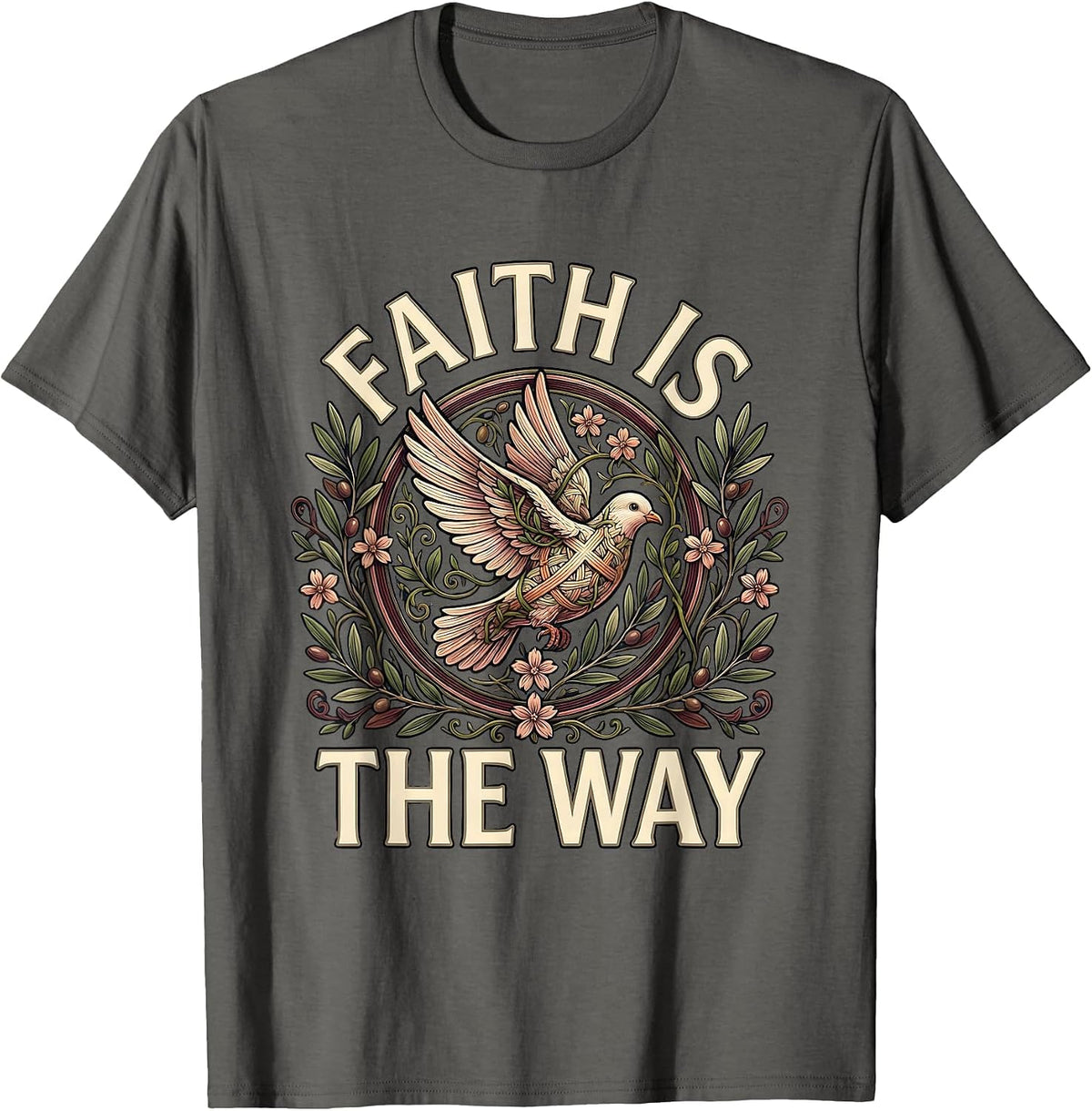 Faith Over Fear Faith Is The Way Graphic Design T-Shirt - Asphalt Grey
