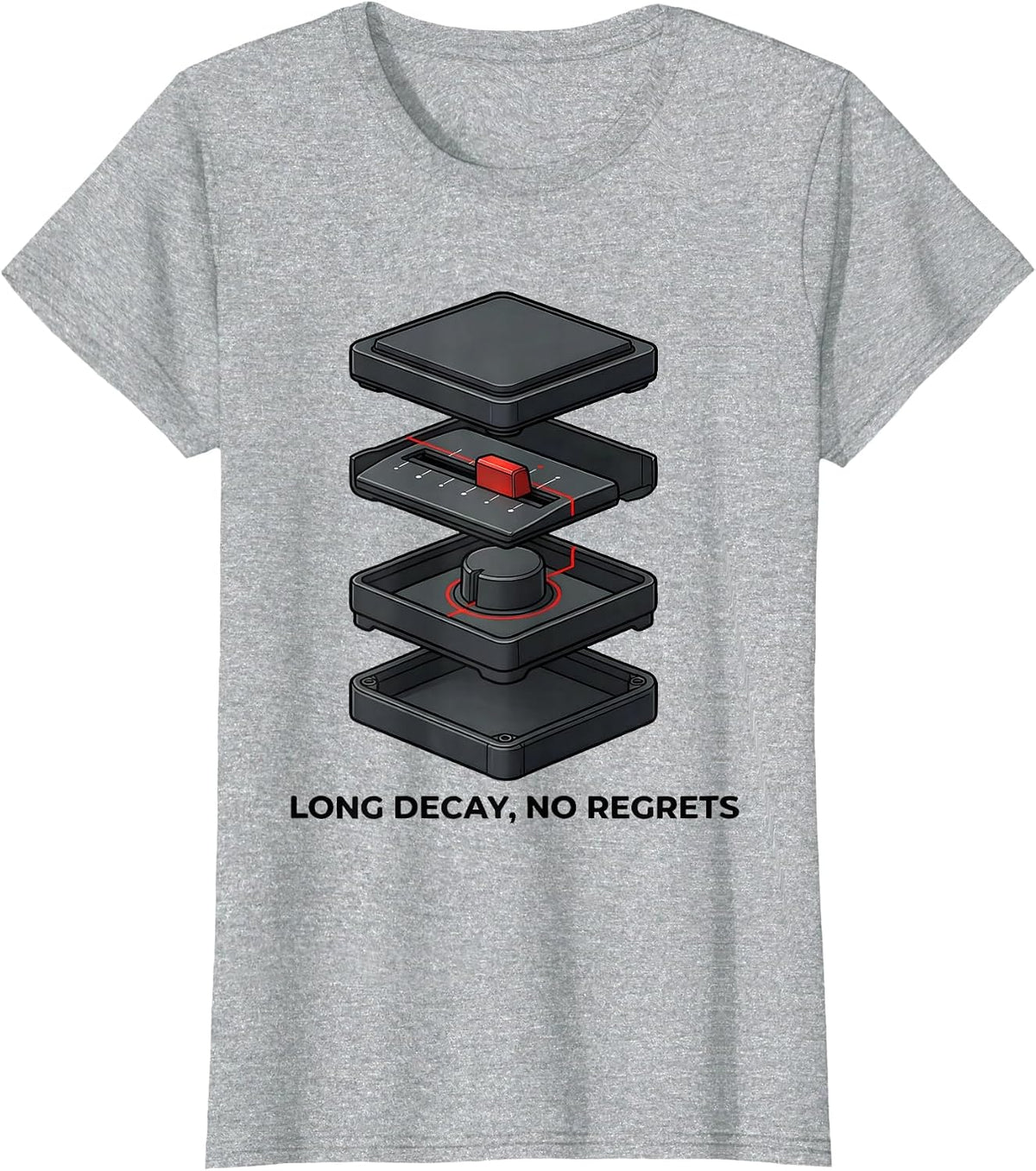 Women's Long Decay No Regrets Retro DJ Gift Electronic Music Lover T-Shirt - Heather Grey