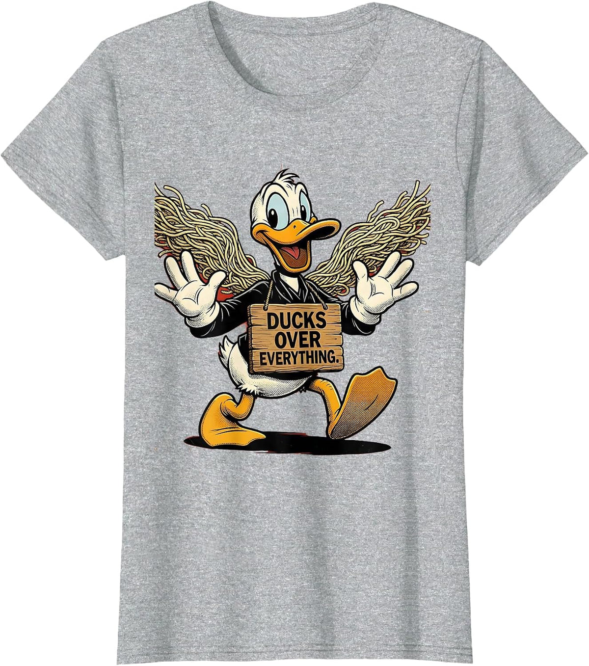 Ducks Over Everything Duck Lover Design T-Shirt - Heather Grey