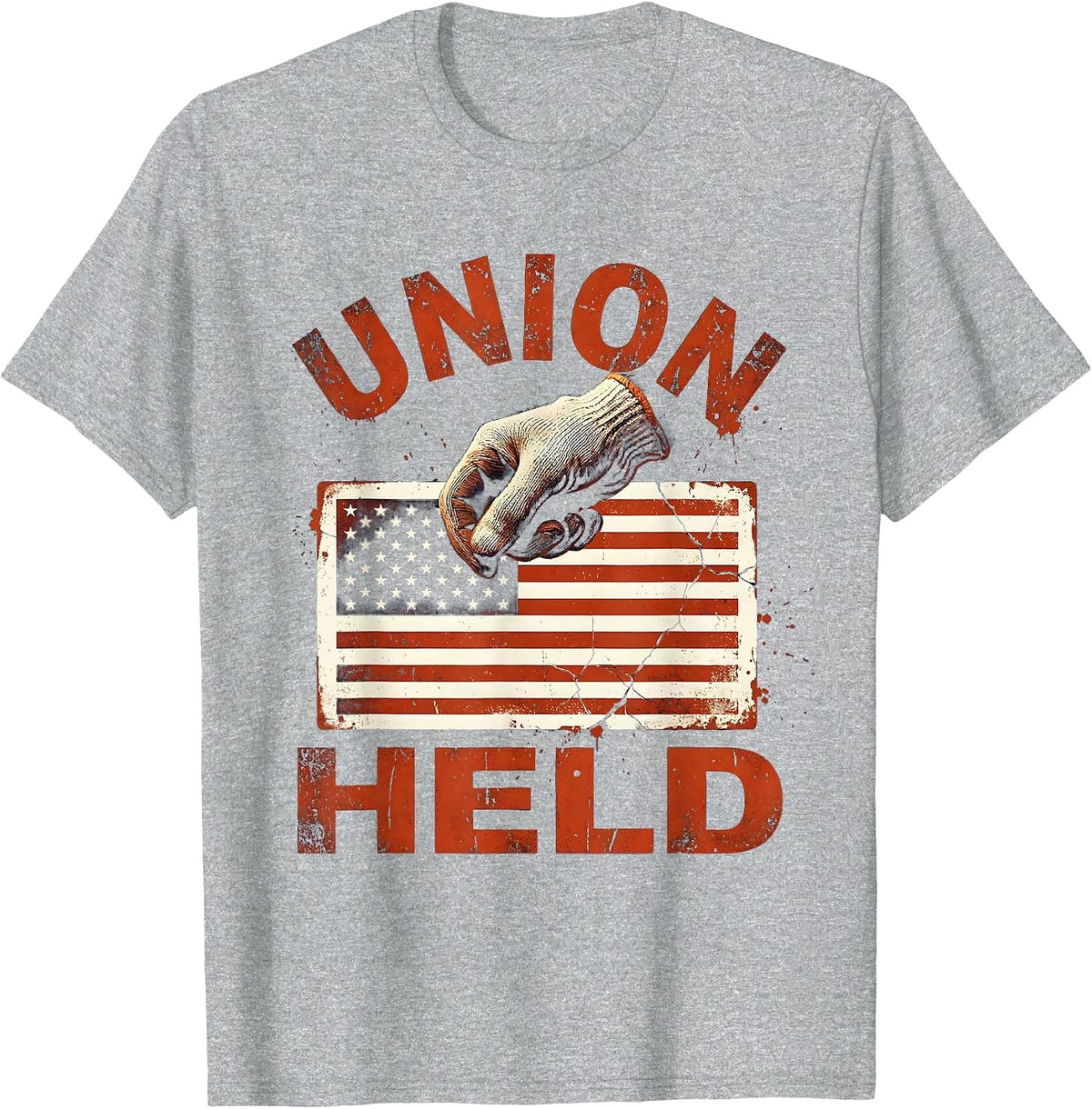 Men's Union Held Distressed Labor Day Union Worker Pride T-Shirt - Heather Grey