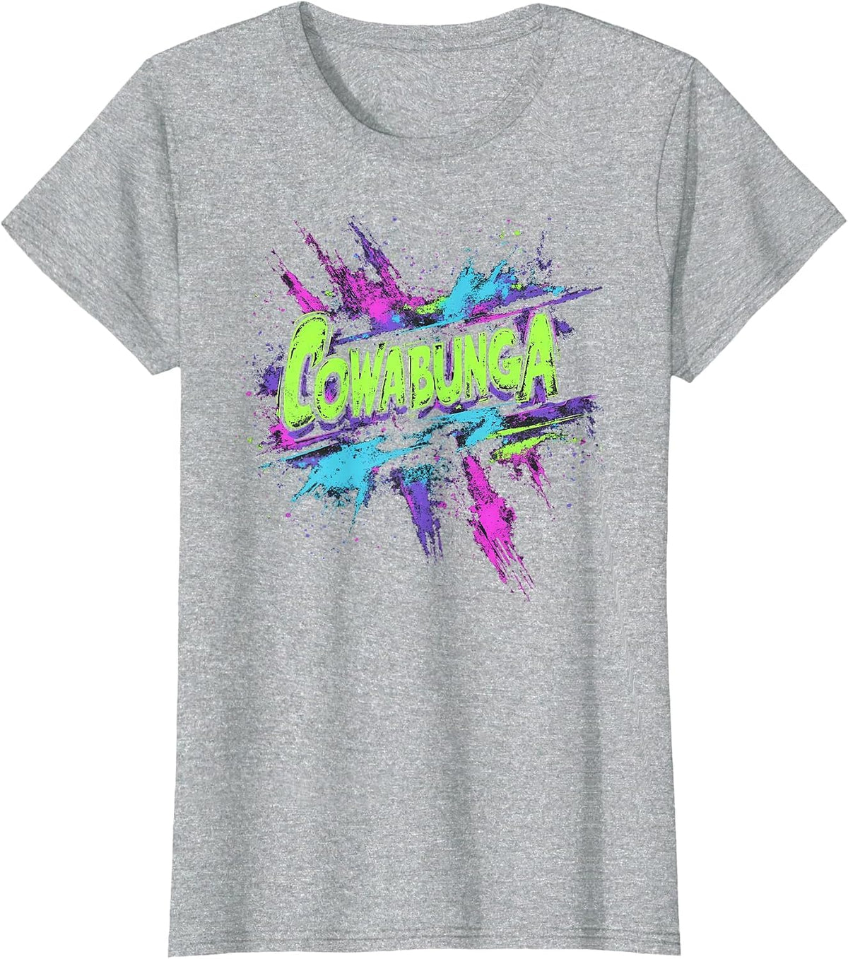 Cowabunga Retro 80s 90s Nostalgia Slang Grunge Art T-Shirt - Heather Grey