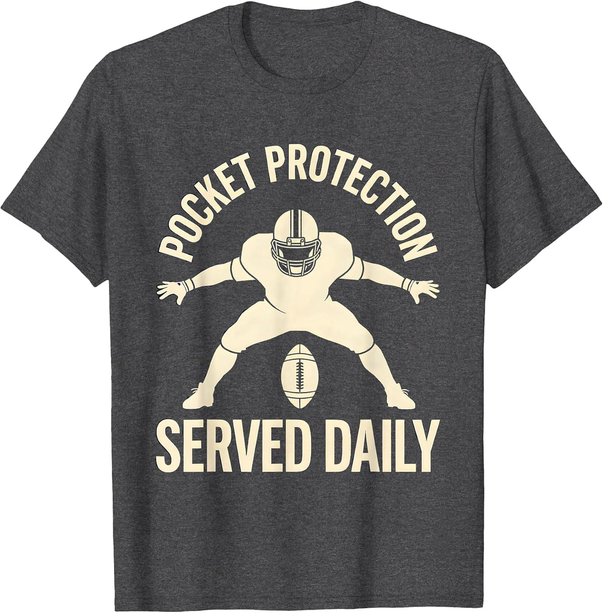 Men's Pocket Protection Served Daily Funny Football Lineman T-Shirt - Dark Heather Grey