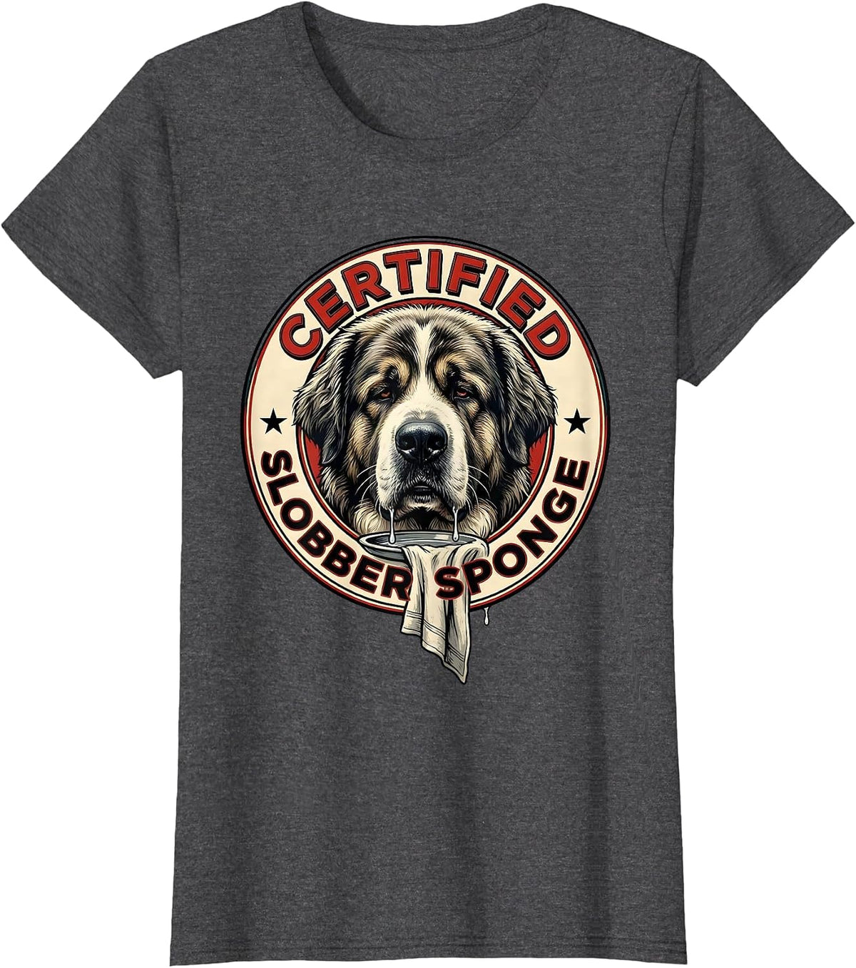 Women's Certified Slobber Sponge Funny Great Pyrenees Dog Mom Dog T-Shirt - Dark Heather Grey
