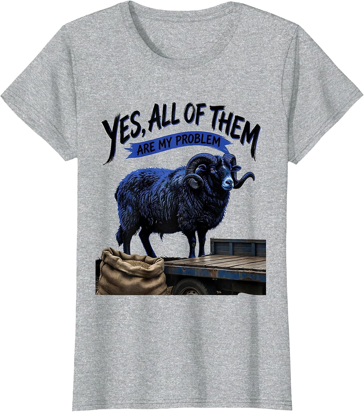 Yes, All Of Them Are My Problem Funny Goat Owner Farm Animal T-Shirt - Heather Grey