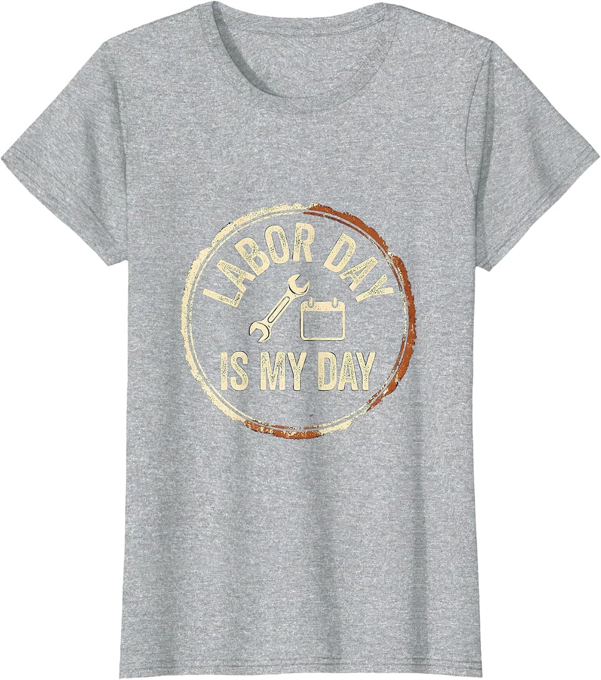 Women's Labor Day Is My Day Rubber Stamp Blue Collar Worker Humor T-Shirt - Heather Grey