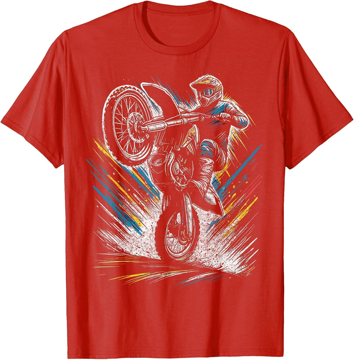 Dirt Bike Rider Motorcycle Retro Motocross T-Shirt - Red