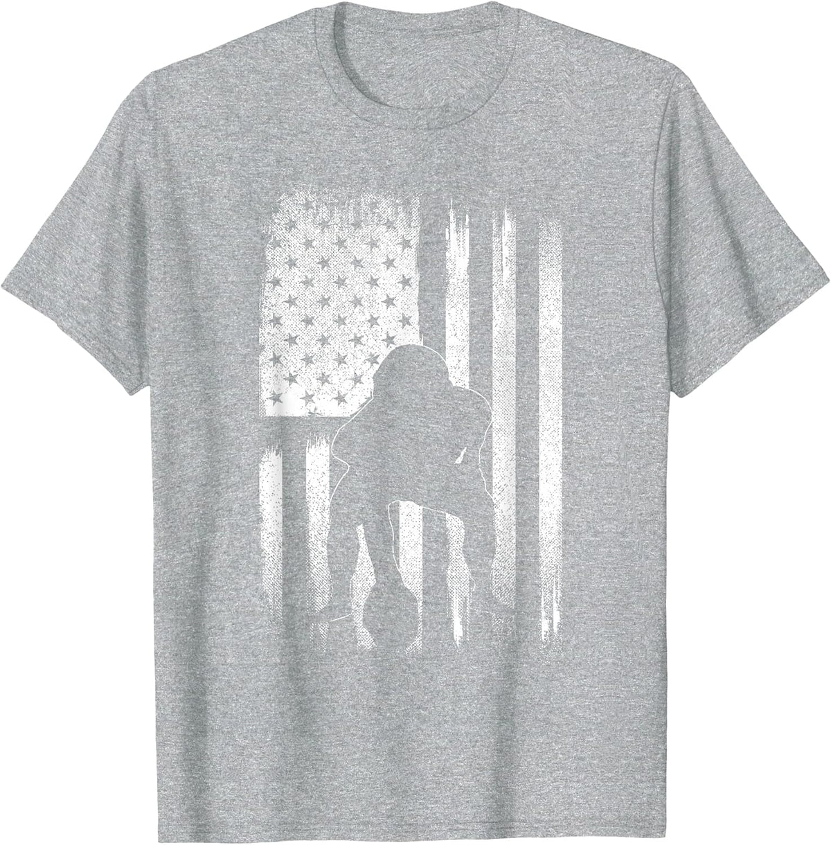 Patriotic USA Flag American Football Season Party Lineman T-Shirt - Heather Grey