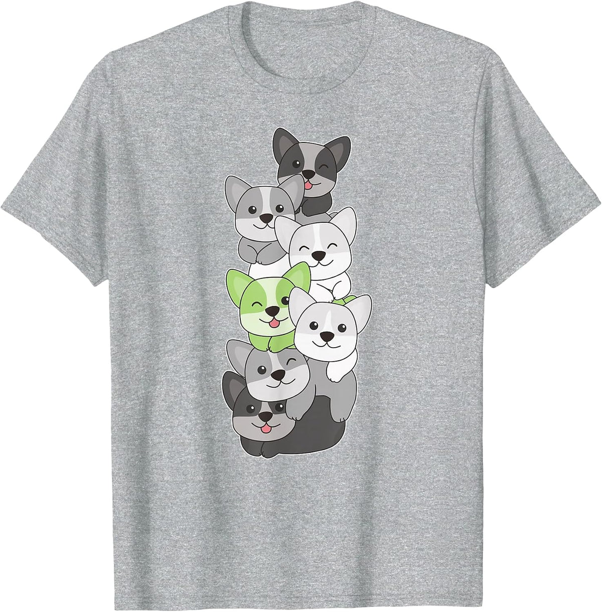 Agender Pride Month LGBTQ Agender Corgi Flag T-Shirt - Heather Grey