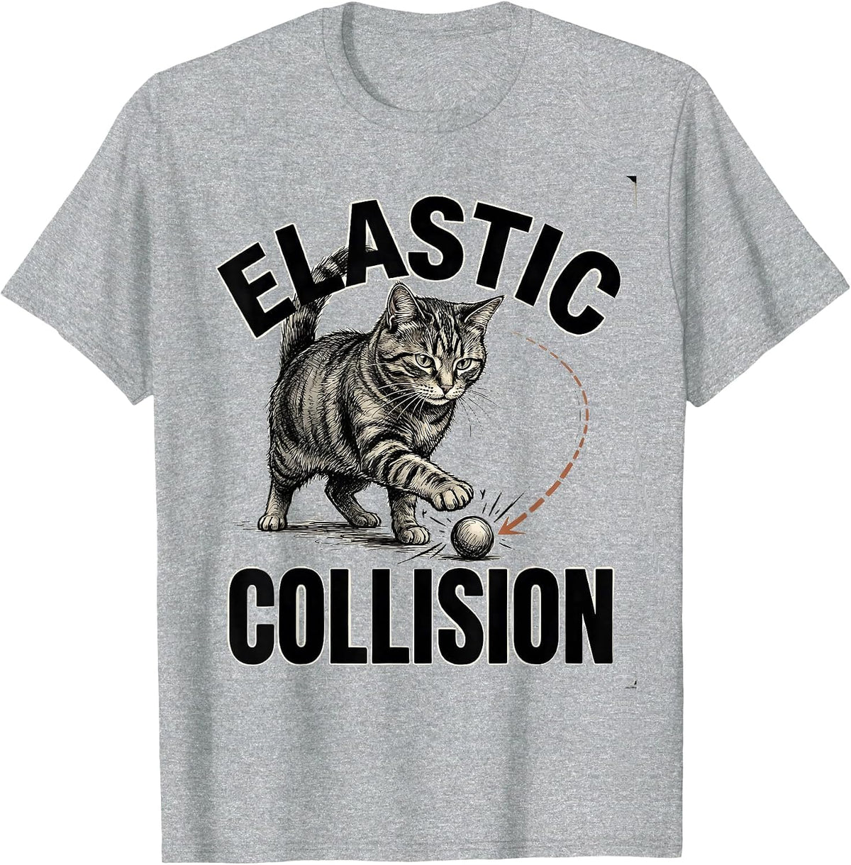Men's Elastic Collision Funny Cat Physics Humor Design For Cat T-Shirt - Heather Grey