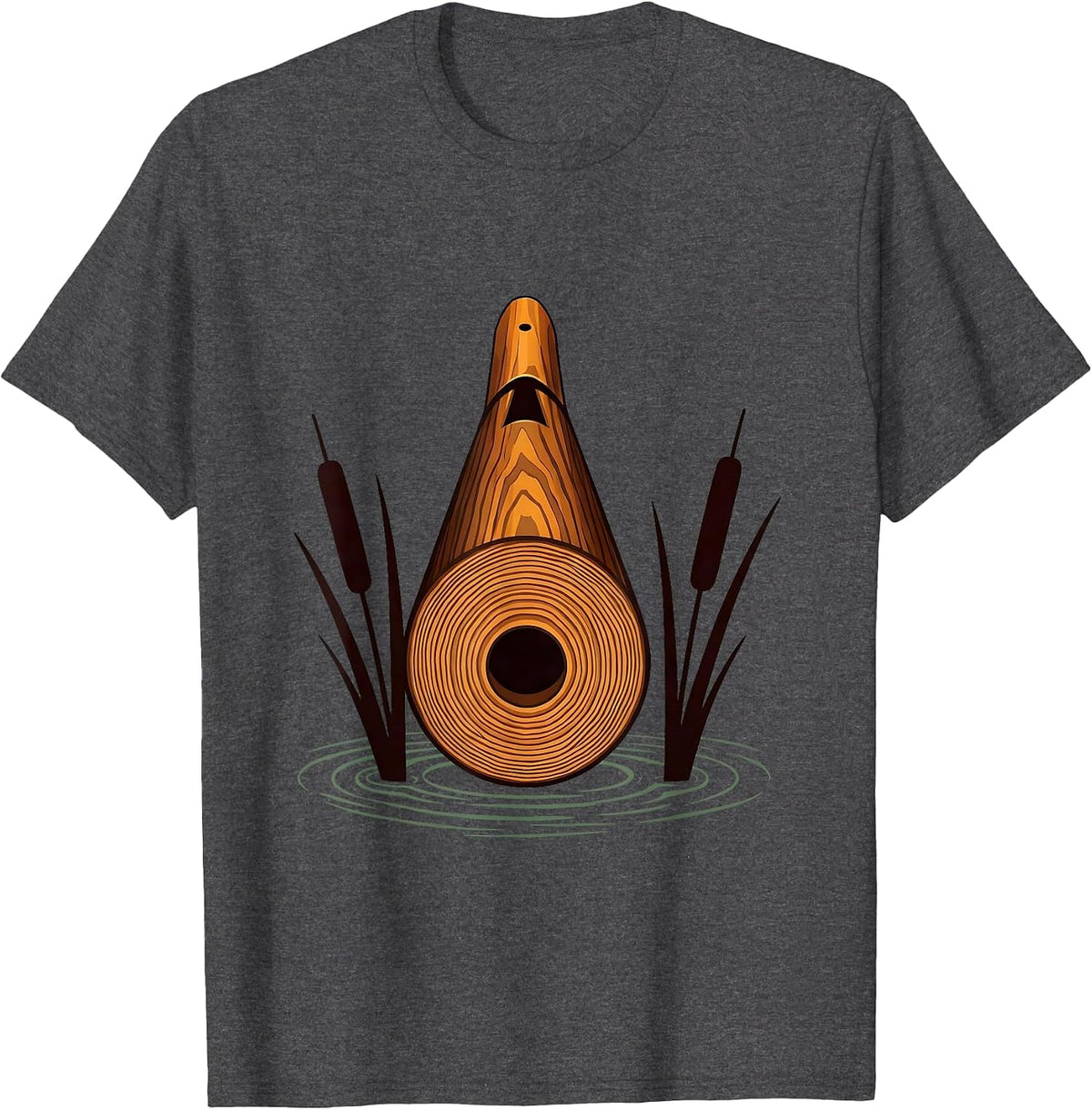 Duck Call Wood Carving Close-Up Camo Graphic T-Shirt - Dark Heather Grey