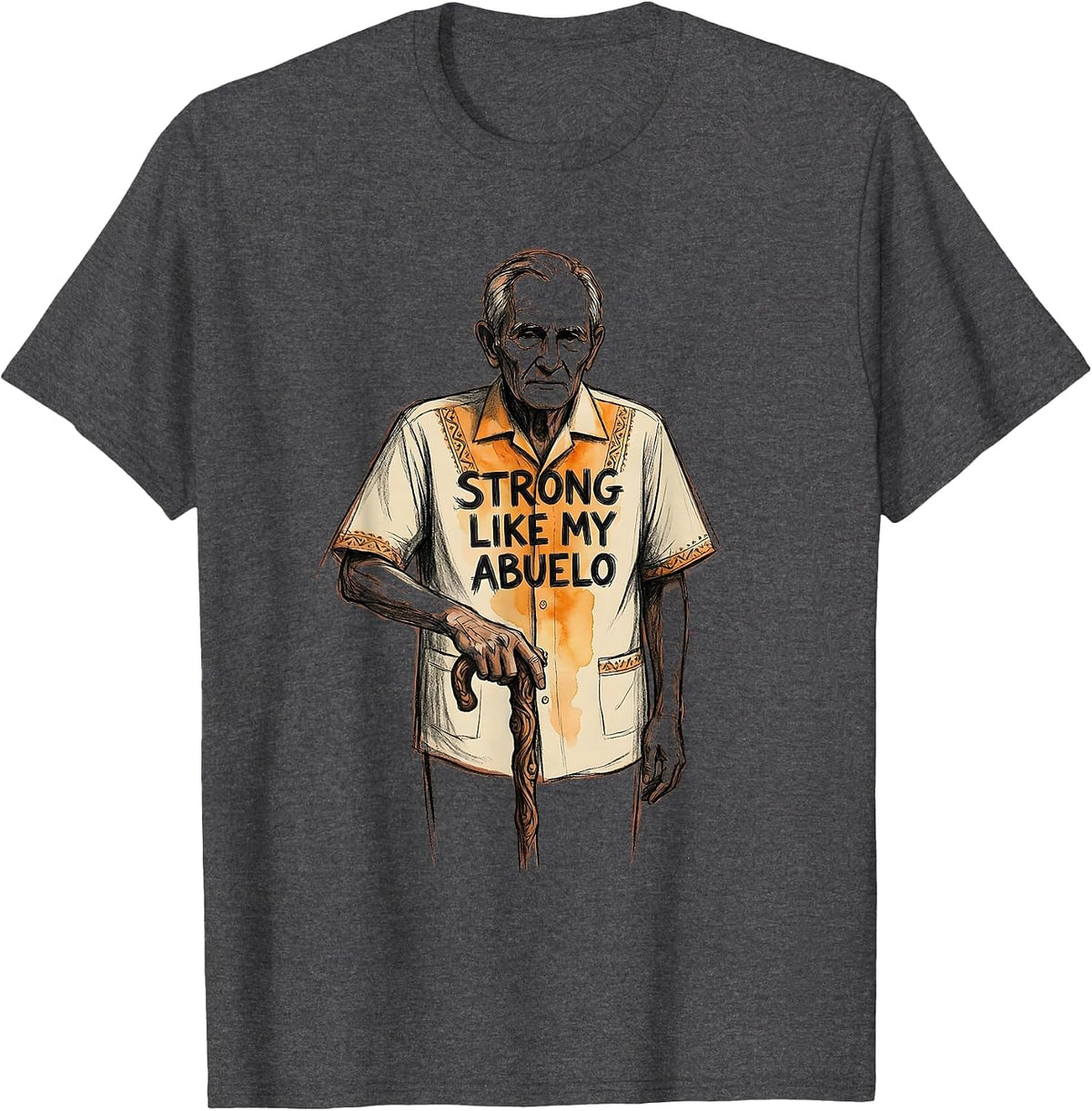 Strong Like My Abuelo Mexican Heritage Design T-Shirt - Dark Heather Grey