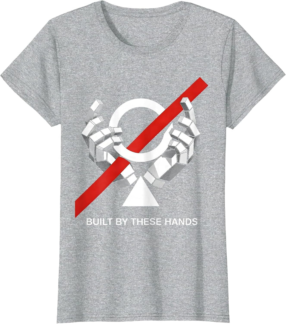 Women's Built By These Hands Blue Collar Worker Design T-Shirt - Heather Grey