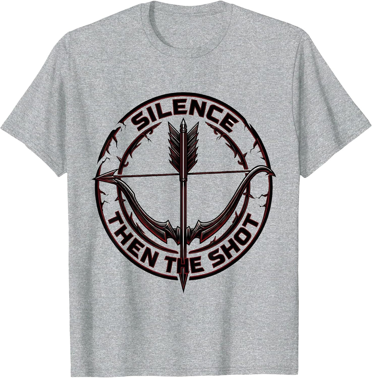 Men's Silence Then The Shot Hunting Graphic Design T-Shirt - Heather Grey