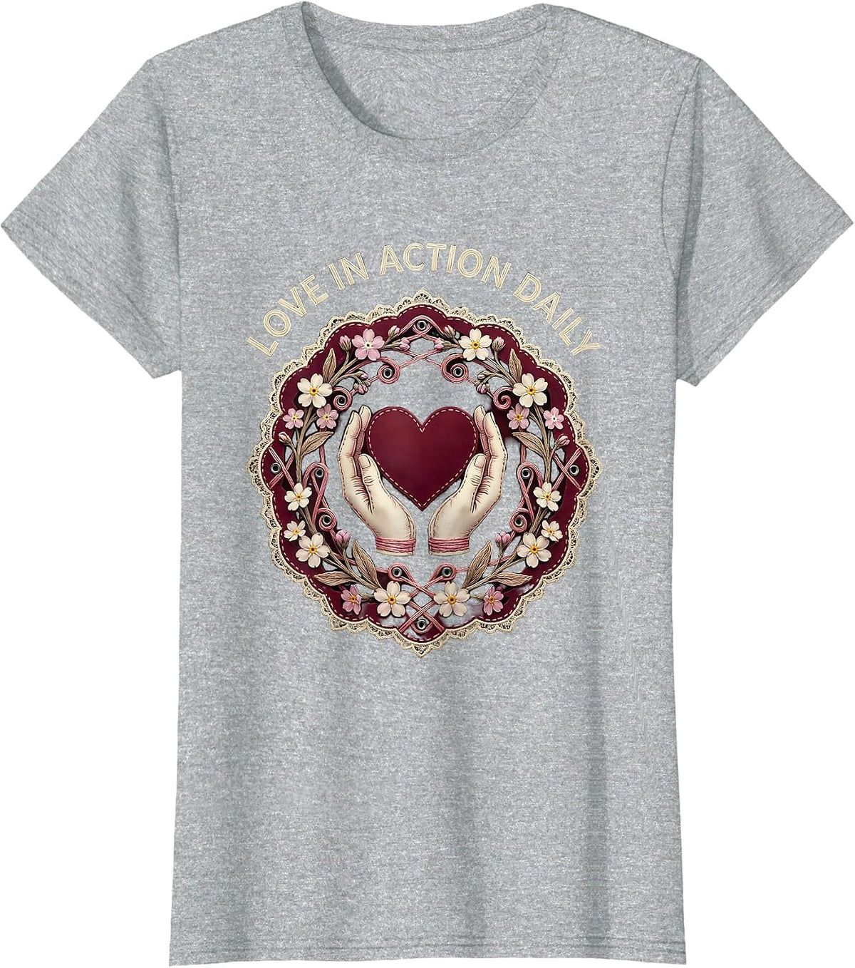 Women's Love In Action Daily Social Worker Design T-Shirt - Heather Grey