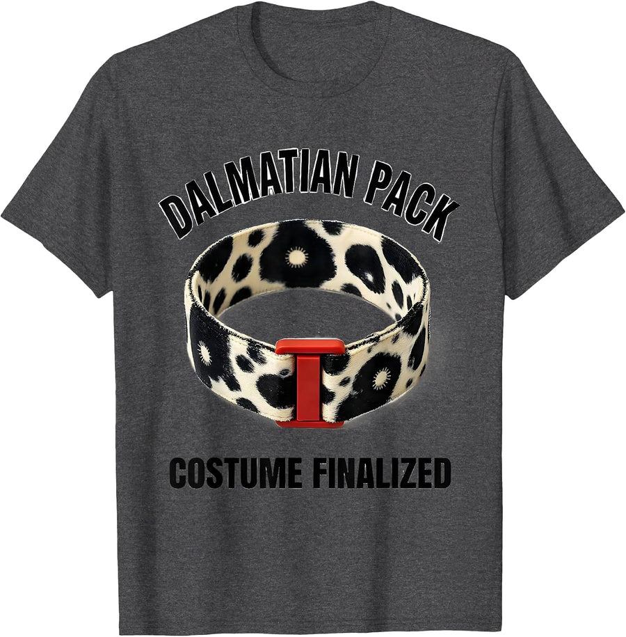 Men's Dalmatian Pack Costume Finalized Funny Lazy Halloween T-Shirt - Dark Heather Grey