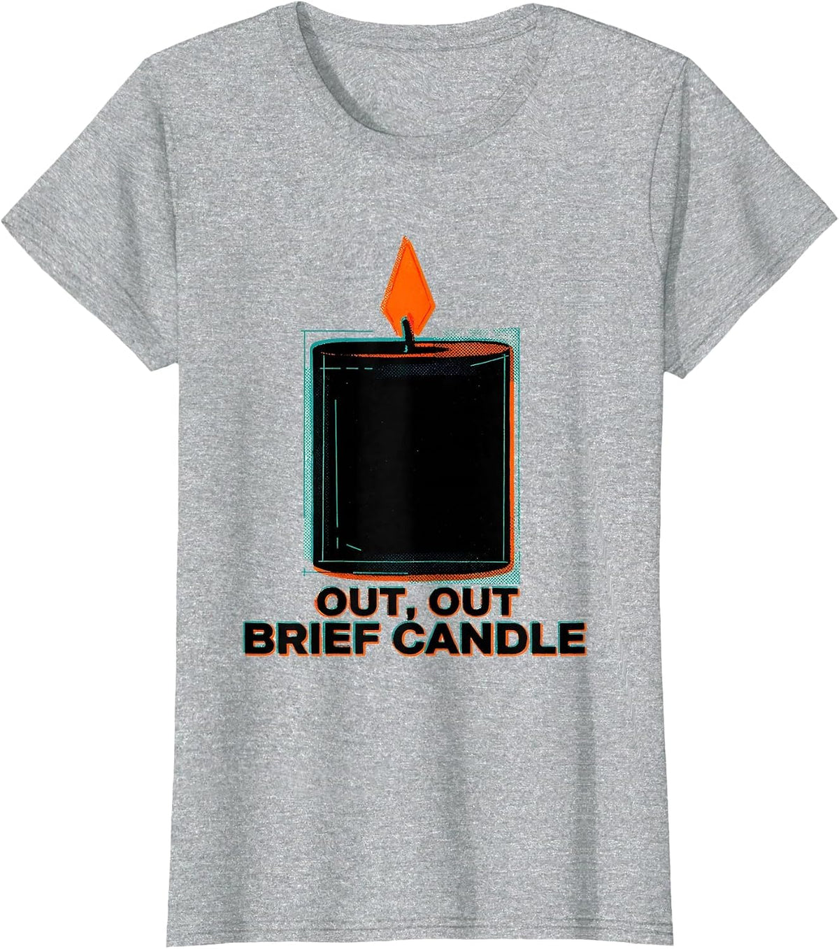 Out Out Brief Candle Risograph Shakespeare Literary Quote T-Shirt - Heather Grey