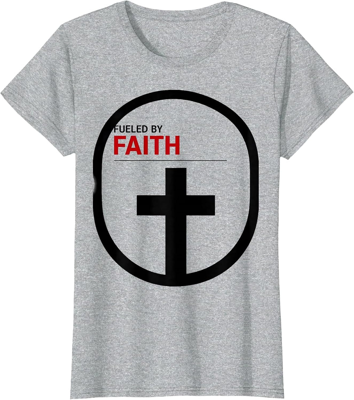 Fueled by Faith Faith Over Fear Design T-Shirt - Heather Grey