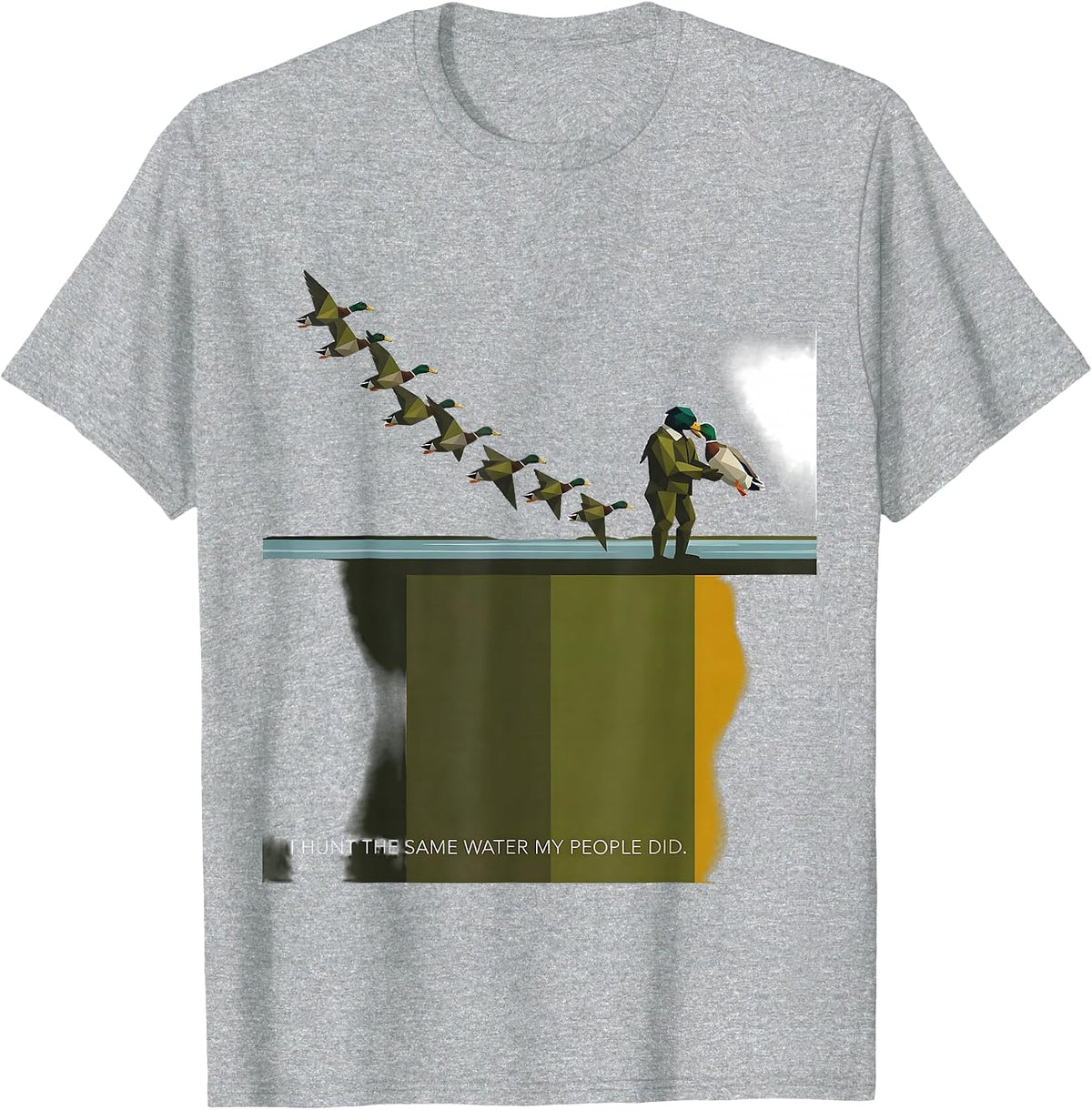 Men's I Hunt The Same Water My People Did Geometric Southern Local T-Shirt - Heather Grey