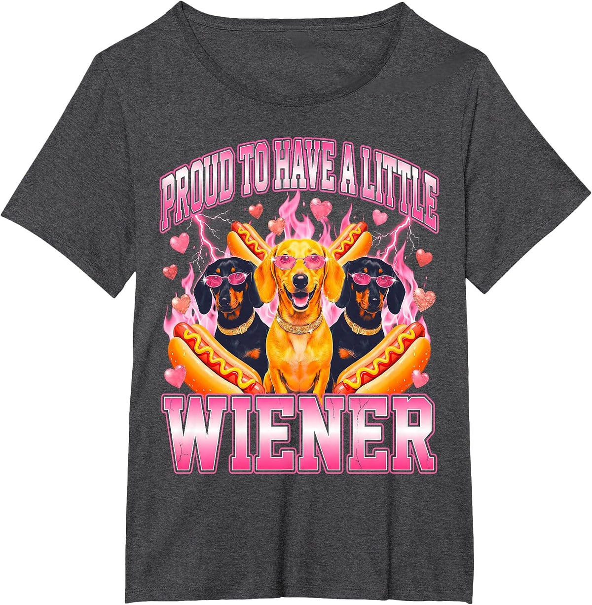 Dachshund Proud to Have A Little Wiener Dog Owner Funny T-Shirt - Dark Heather Grey