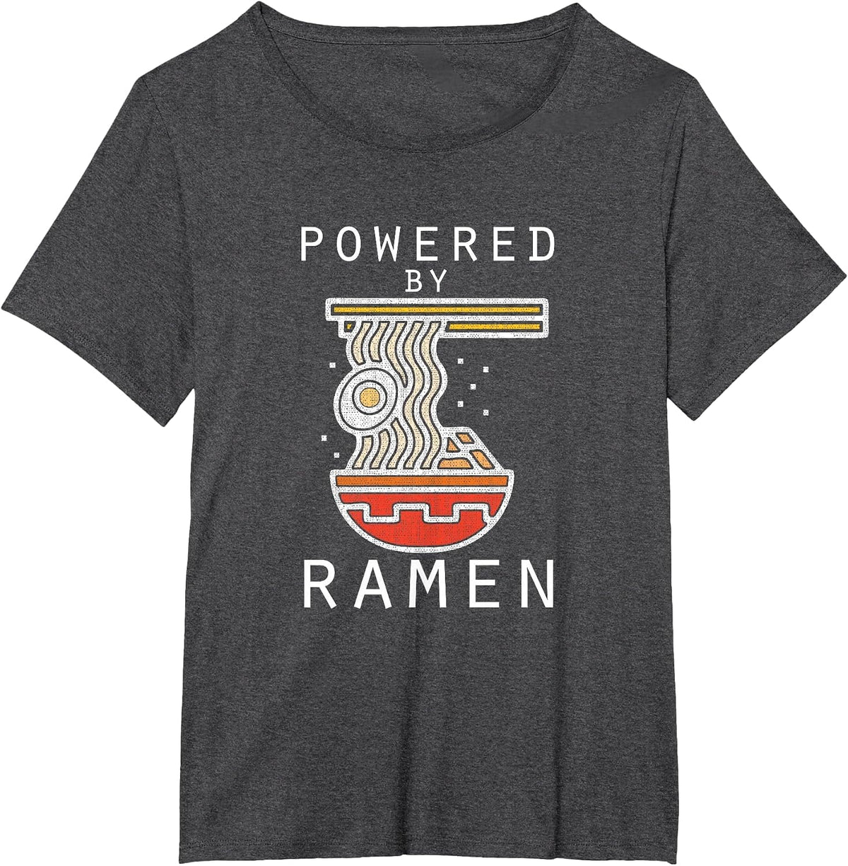Powered by Ramen Funny Noodles T-Shirt - Dark Heather Grey