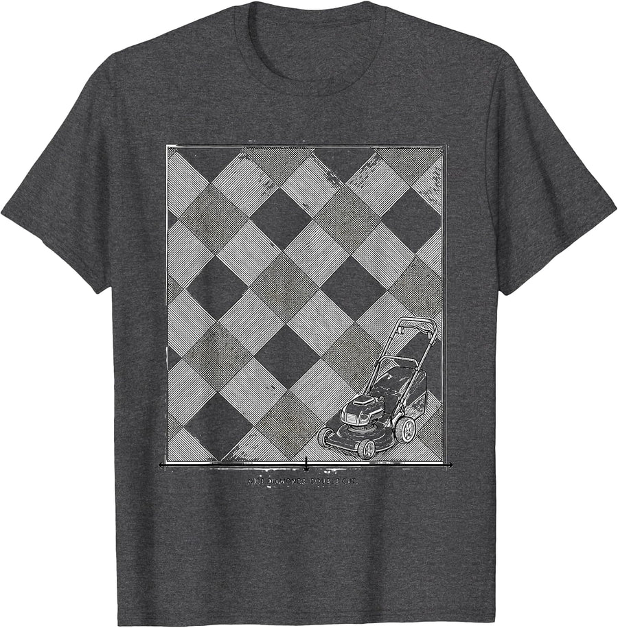 Men's Nice Diamonds Double Cut Funny Lawn Mower Dad Gardener Gift T-Shirt - Dark Heather Grey