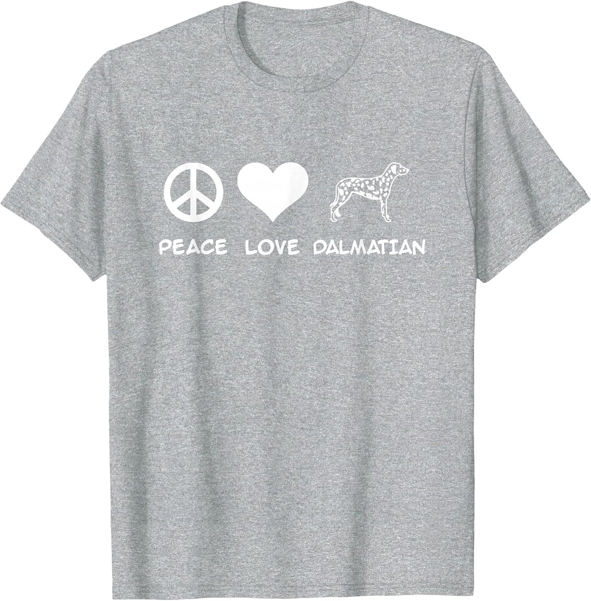 Peace, Love, Dalmatian T-Shirt - Heather Grey