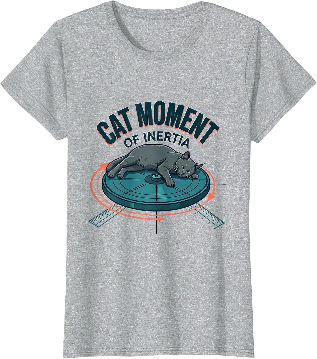 Cat Moment Of Inertia Funny Cat Science Math Teacher Gift T-Shirt - Heather Grey