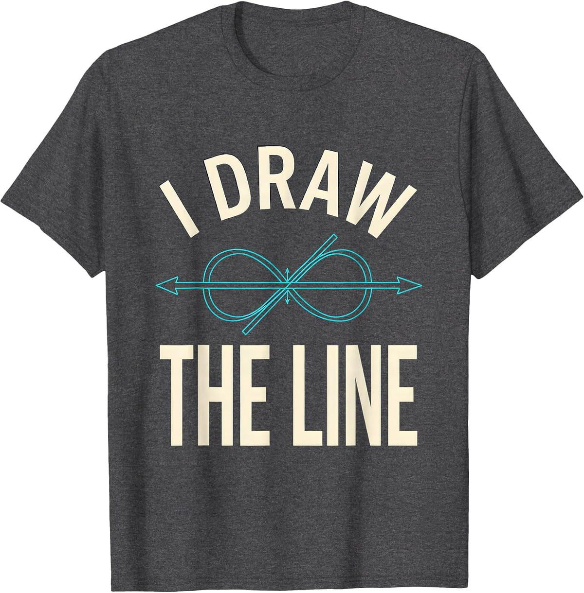 Men's I Draw The Line Funny Math Teacher Gift Math Nerd Humor T-Shirt - Dark Heather Grey