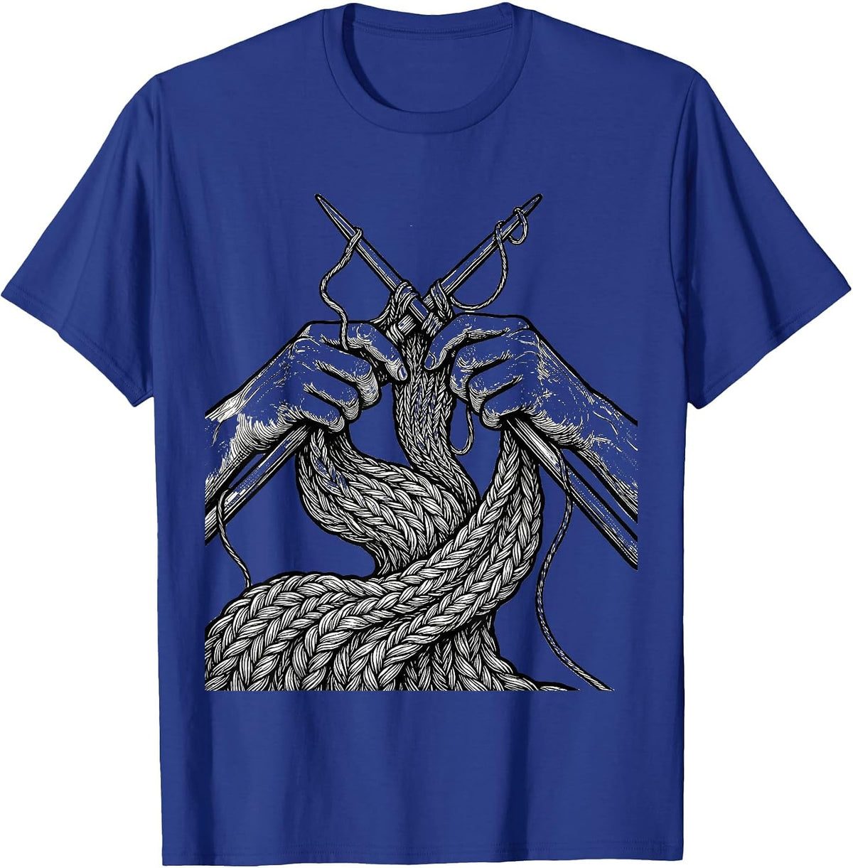 Occupational Therapy Knitting Oversized Needles Art T-Shirt - Royal Blue