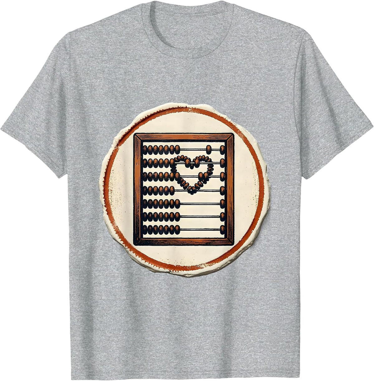 Men's Heart Abacus Stamp Teacher Valentine’s Day Humor T-Shirt - Heather Grey
