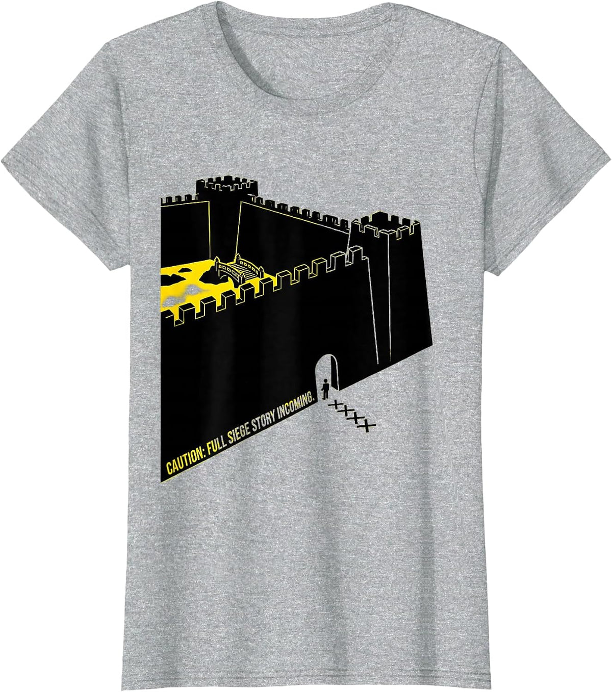 Women's Caution: Full Siege Story Incoming Funny History Teacher T-Shirt - Heather Grey
