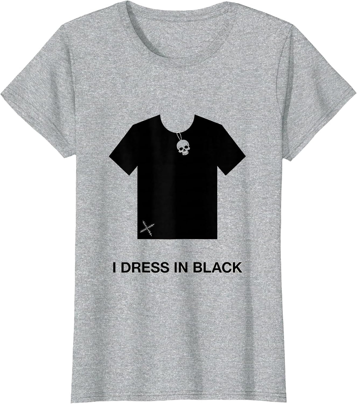 Women's I Dress In Black Minimalist Y2K Grunge Goth Alt Skull T-Shirt - Heather Grey