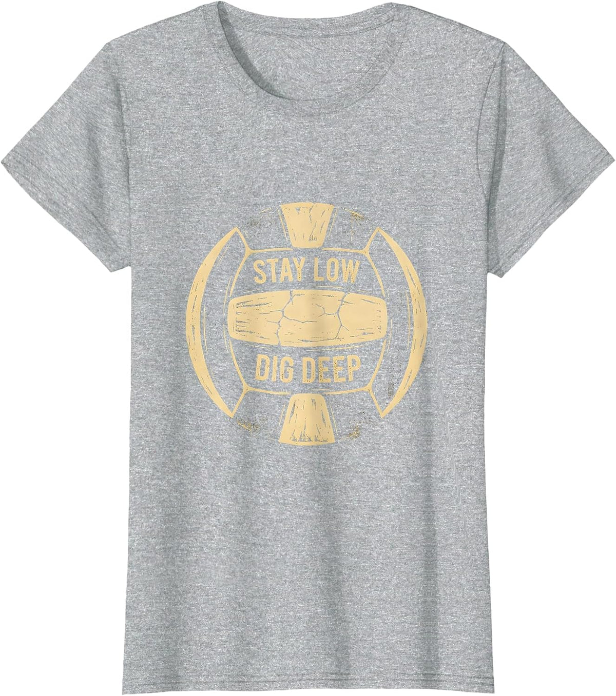 Stay Low Dig Deep Volleyball Graphic Design T-Shirt - Heather Grey