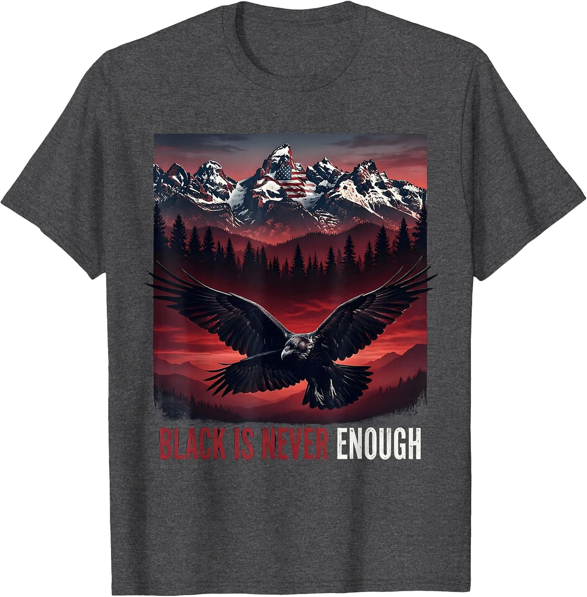 Black Is Never Enough Gothic Dark Aesthetic Design T-Shirt - Dark Heather Grey