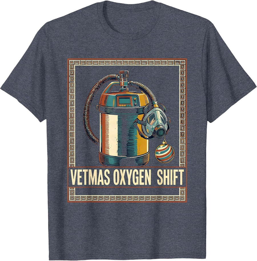 Vetmas Oxygen Shift Funny Vet Tech Christmas Veterinary T-Shirt - Heather Blue