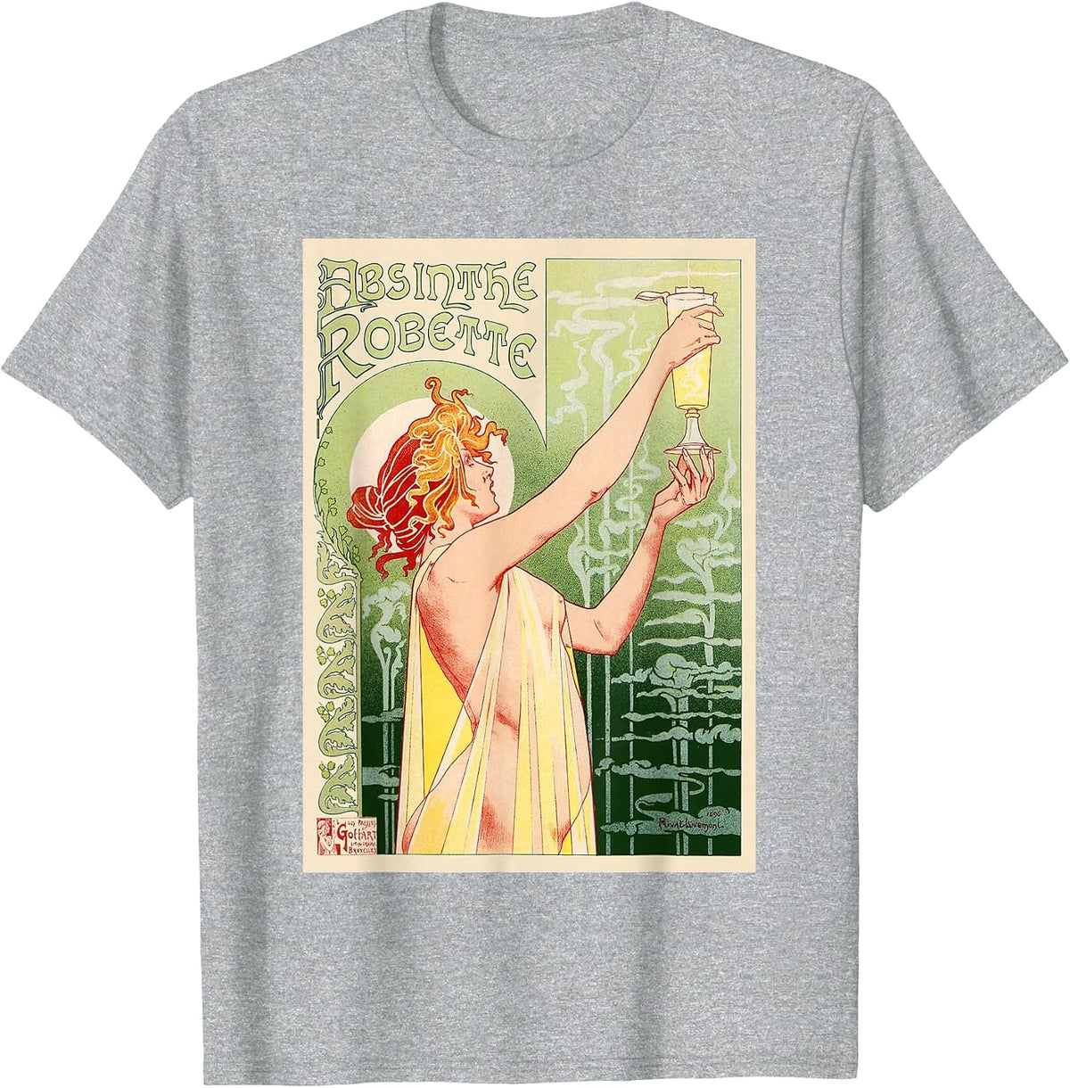 Vintage Absinthe Poster T-Shirt - Heather Grey