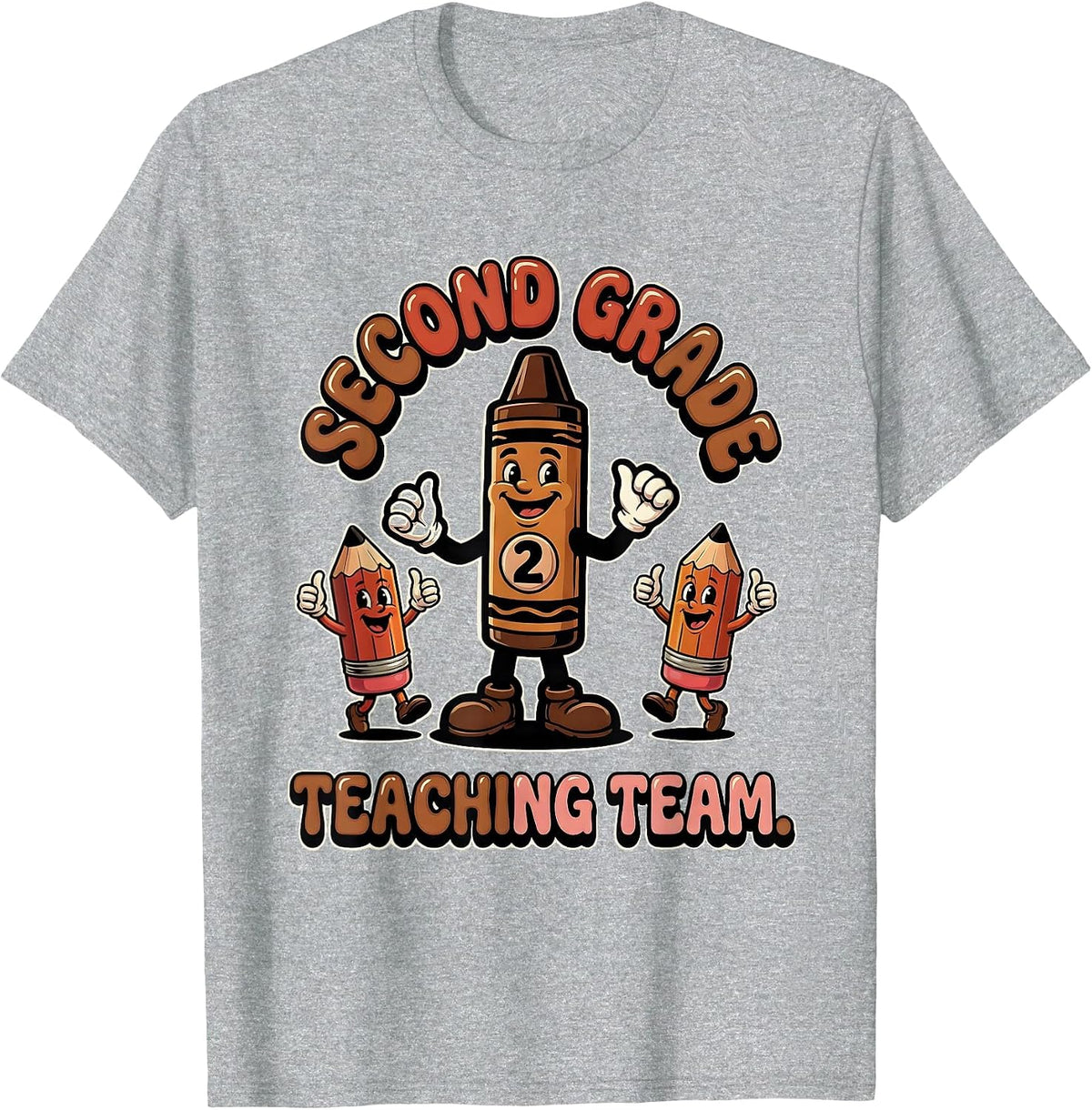 Men's Second Grade Teaching Team Retro Teacher Appreciation Humor T-Shirt - Heather Grey