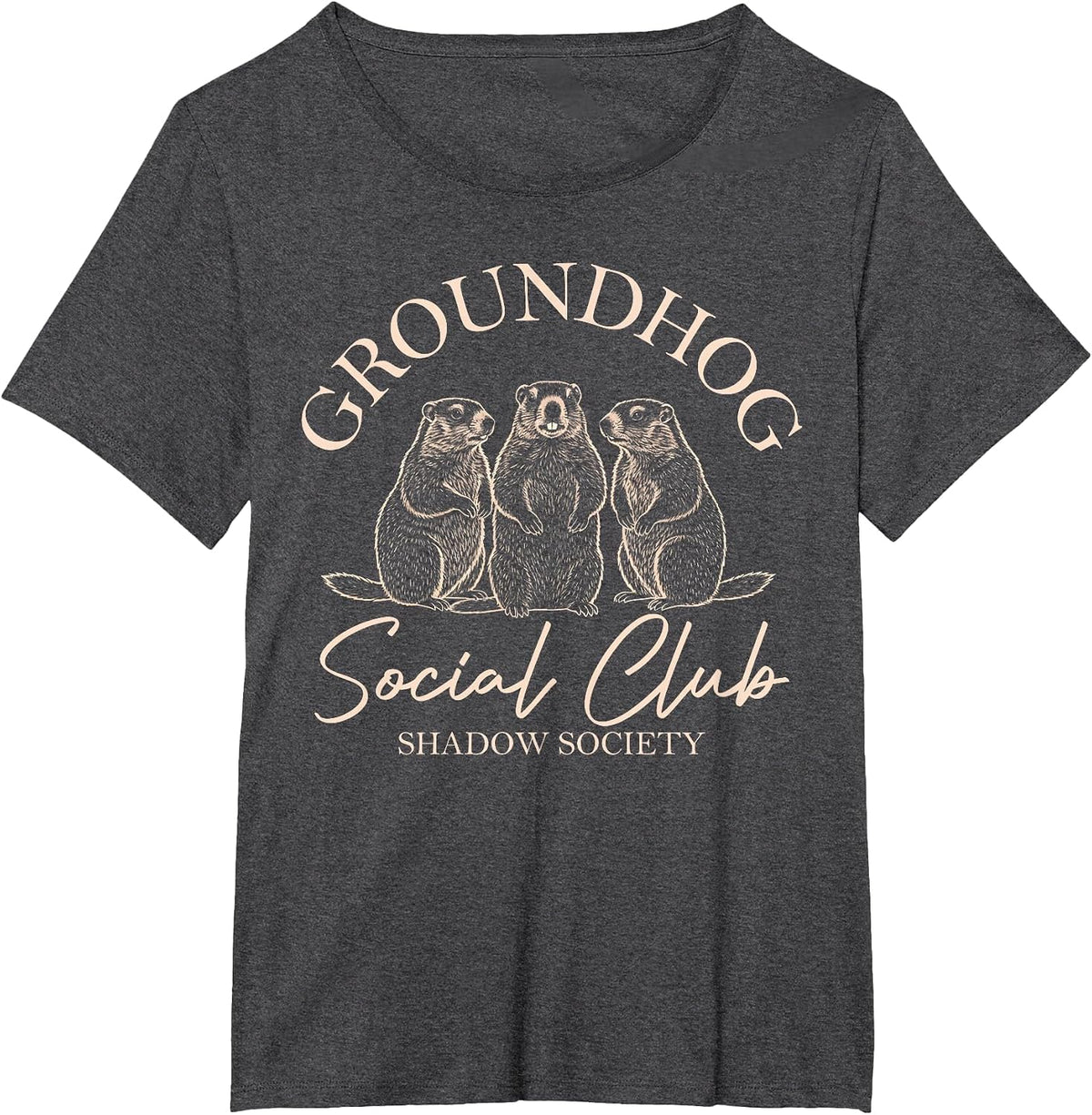 Groundhog Day Social Club Shadow Society Funny Groundhog Day T-Shirt - Dark Heather Grey