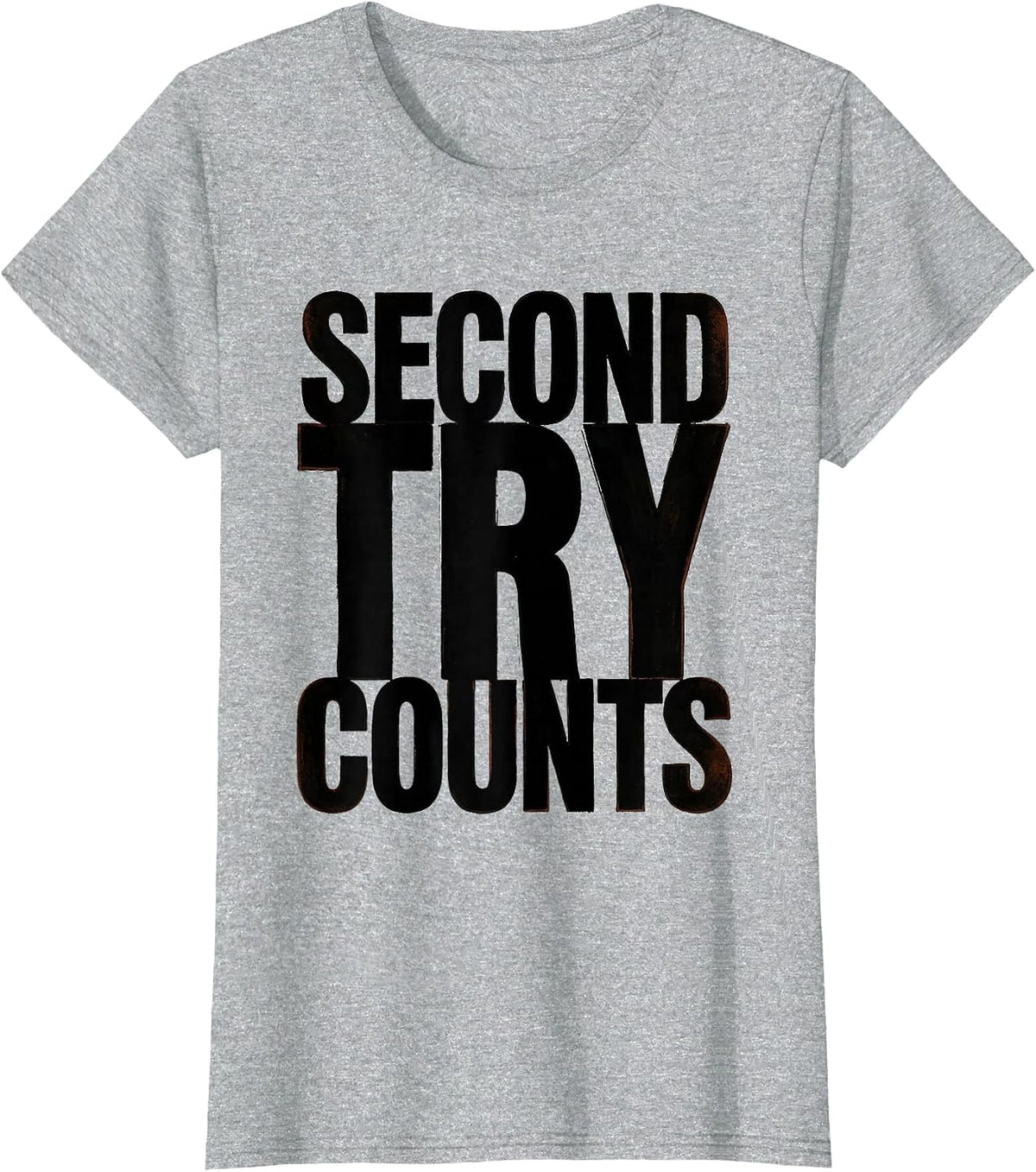 Women's Second Try Counts Growth Mindset Teacher Motivational T-Shirt - Heather Grey