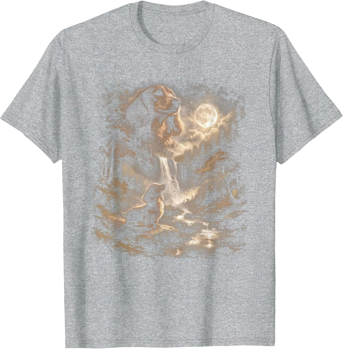 Vintage Funny Wiener Dachshund Howling to Moon Dog Lovers T-Shirt - Heather Grey
