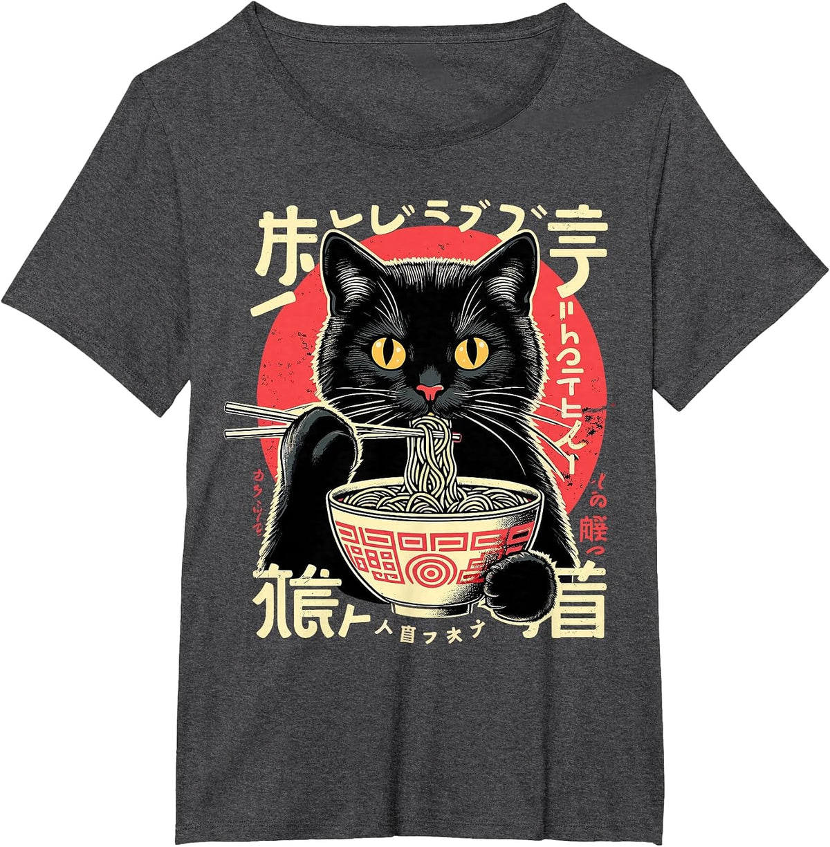 Anime Cat Ramen Japanese Kawaii Cats T-Shirt - Dark Heather Grey