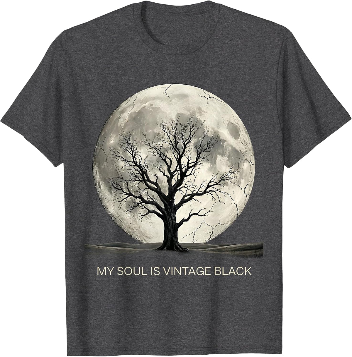 Men's My Soul Is Vintage Black Goth Dark Aesthetic Design T-Shirt - Dark Heather Grey