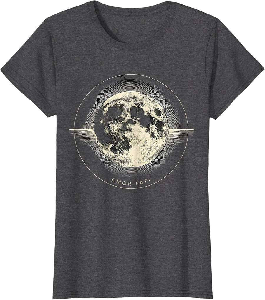 Women's AMOR FATI Stoic Philosophy Quote Memento Mori T-Shirt - Dark Heather Grey