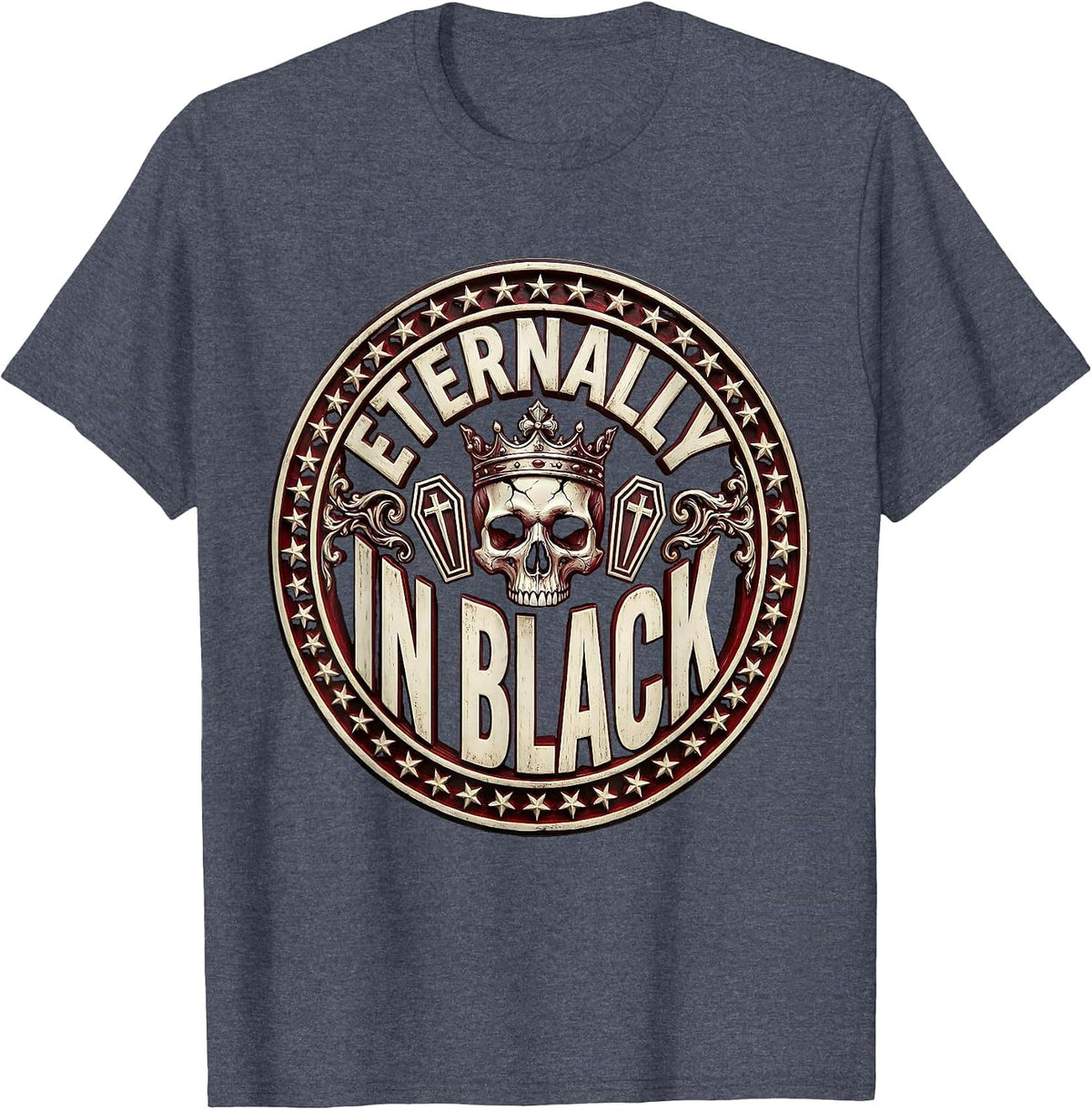 Eternally in Black Goth Dark Aesthetic Design T-Shirt - Heather Blue