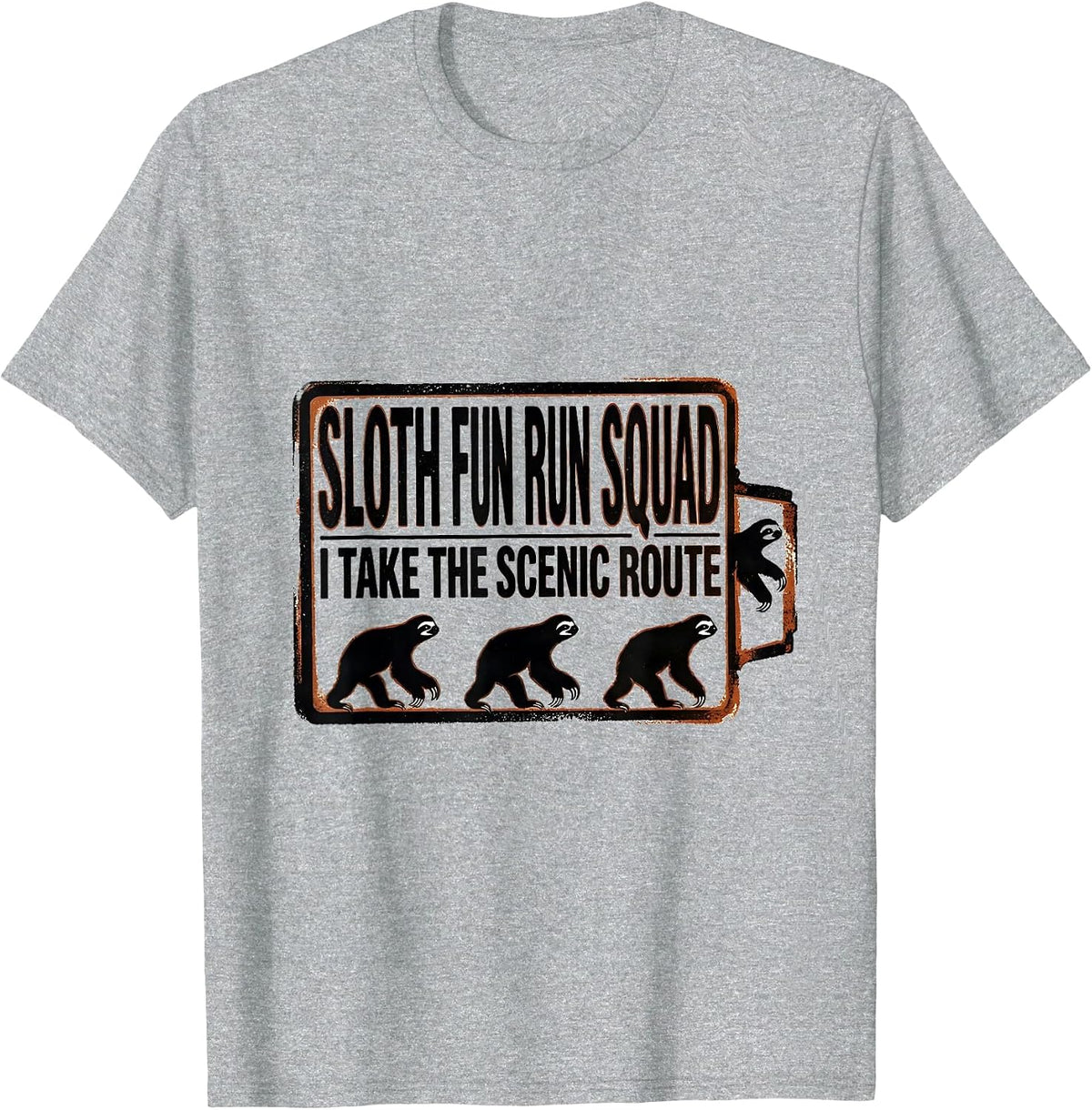 Men's Sloth Fun Run Squad I Take The Scenic Route Funny T-Shirt - Heather Grey