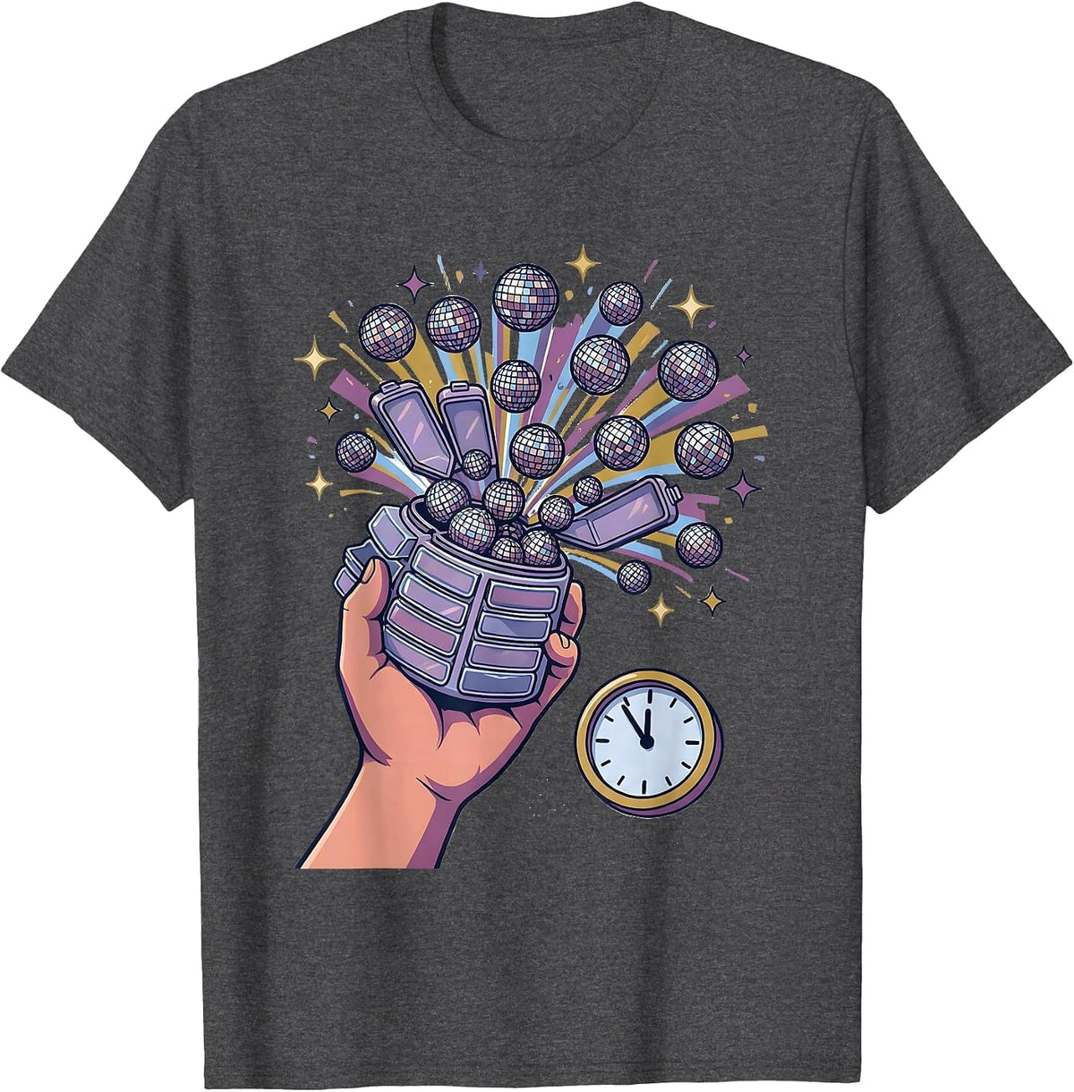Pill Organizer Party Popper Nurse Crew New Year Eve Party T-Shirt - Dark Heather Grey
