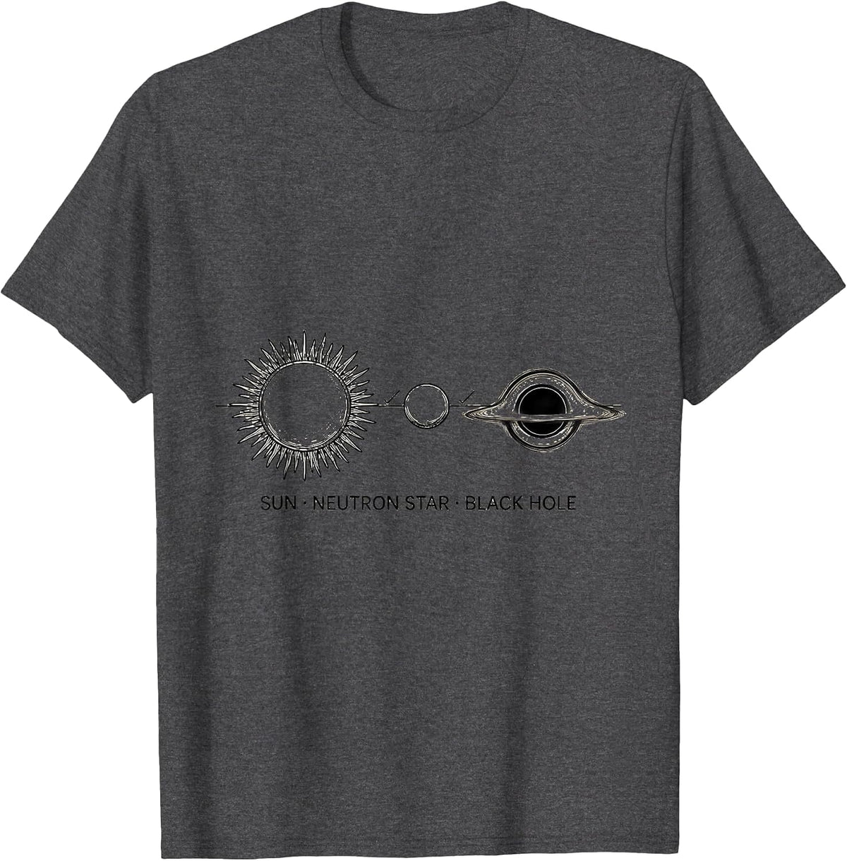 Sun Neutron Star Black Hole Line Art Astrophysics Enthusiast T-Shirt - Dark Heather Grey