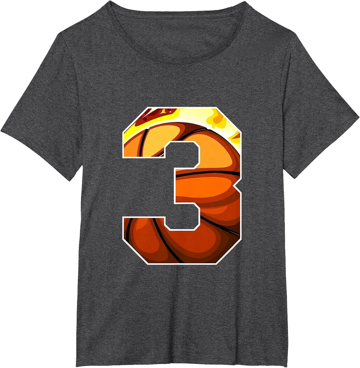 Boys Personalized Custom Number 3 Basketball T-Shirt - Dark Heather Grey